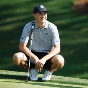 Jordan Spieth with a putter featuring a SuperStroke grip.